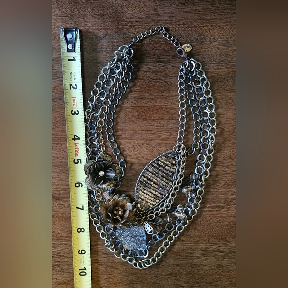 Multi-Chain Necklace with Floral Accents - Picture 2 of 4